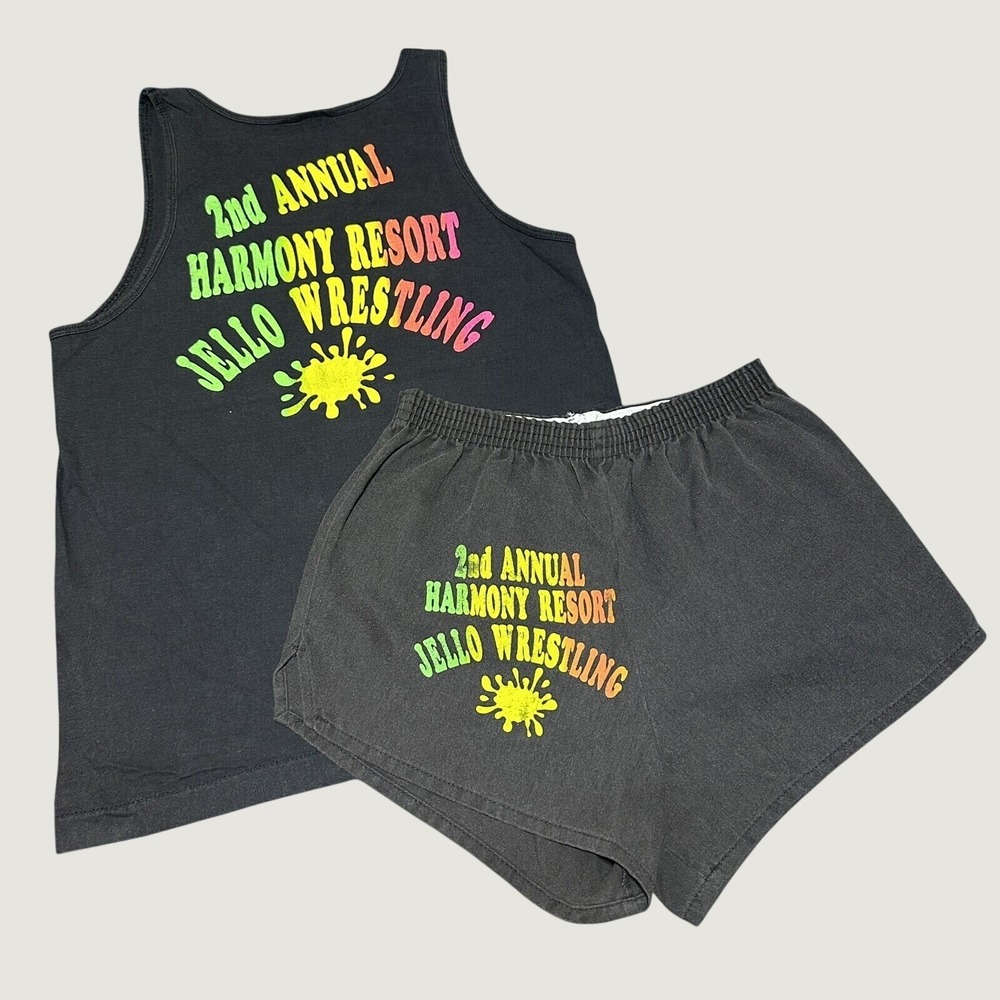 Vintage 90s Jello Wrestling Tank & Shorts Set Womens Medium 2nd Annual Harmony